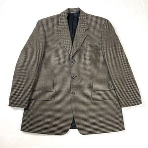 Vintage 90s Jacobson's Men's Brown Houndstooth Wool Blazer Sport Coat Sz 42 R